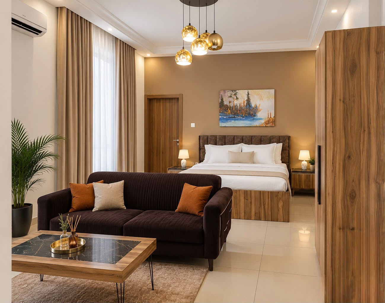 Studio meublé élégant à ELFA Suites